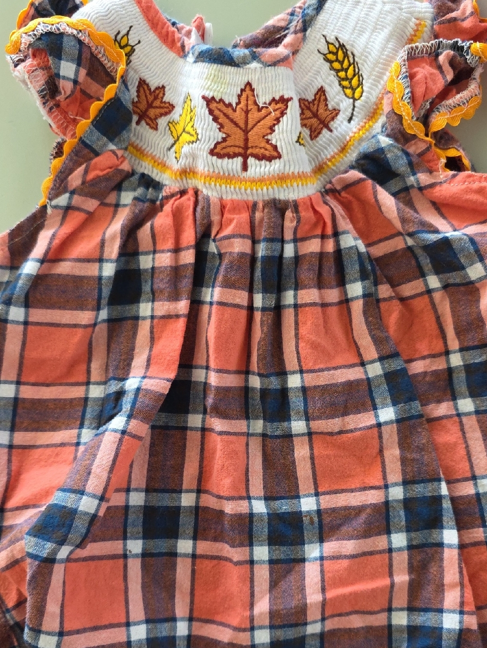 Girls Coral Plaid Smocked Fall Dress - Kids Matching Set